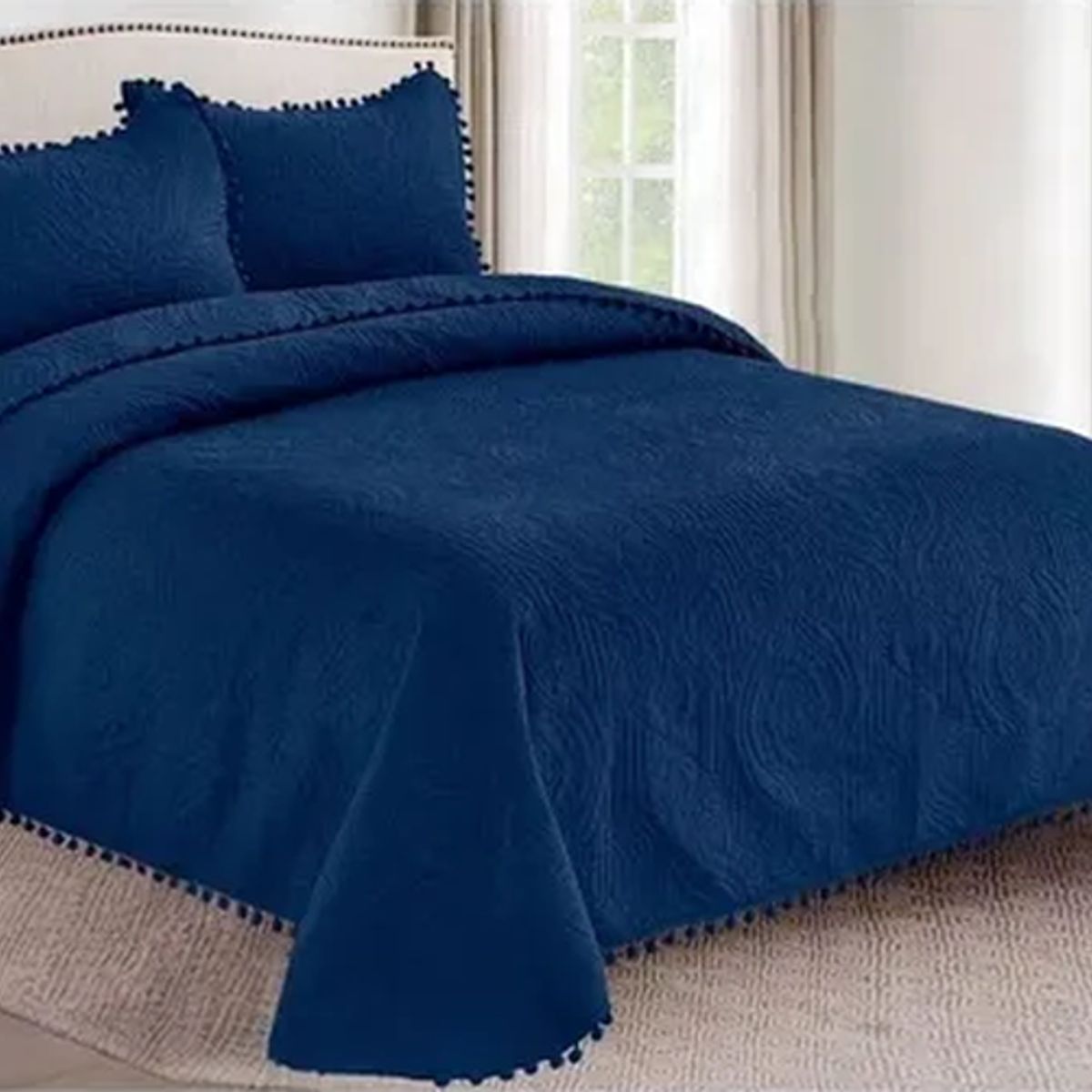 GENERICO - Cubrecama quilt verano 2 plazas pompones