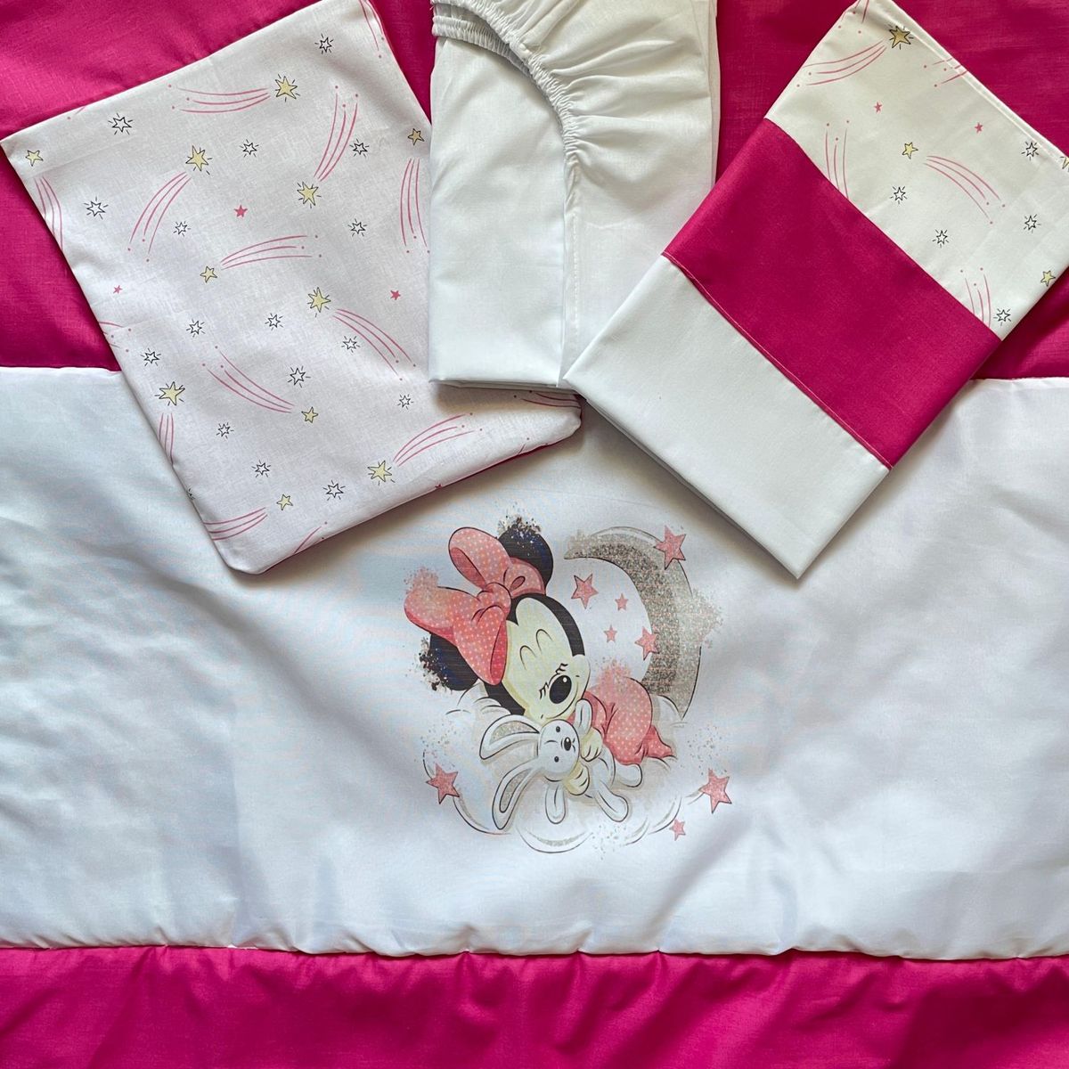 GENERICO - Juego de sabana cuna colecho mas cobertor fucsia