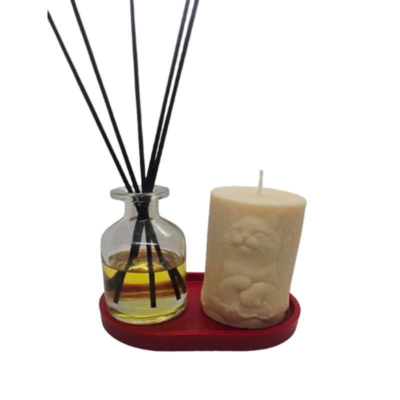 SCENTS CHILE - Set Mikado 120 ml aceite aromático Frutos Rojos y Vela Gato Nanai