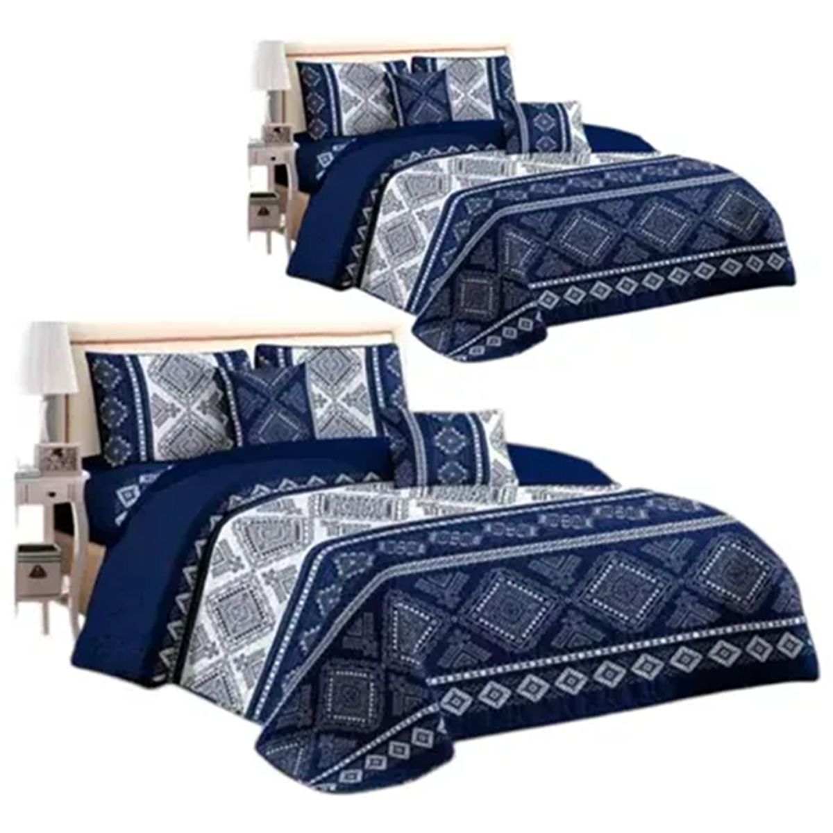 GENERICO - Quilt verano azul con rombos 2 plazas