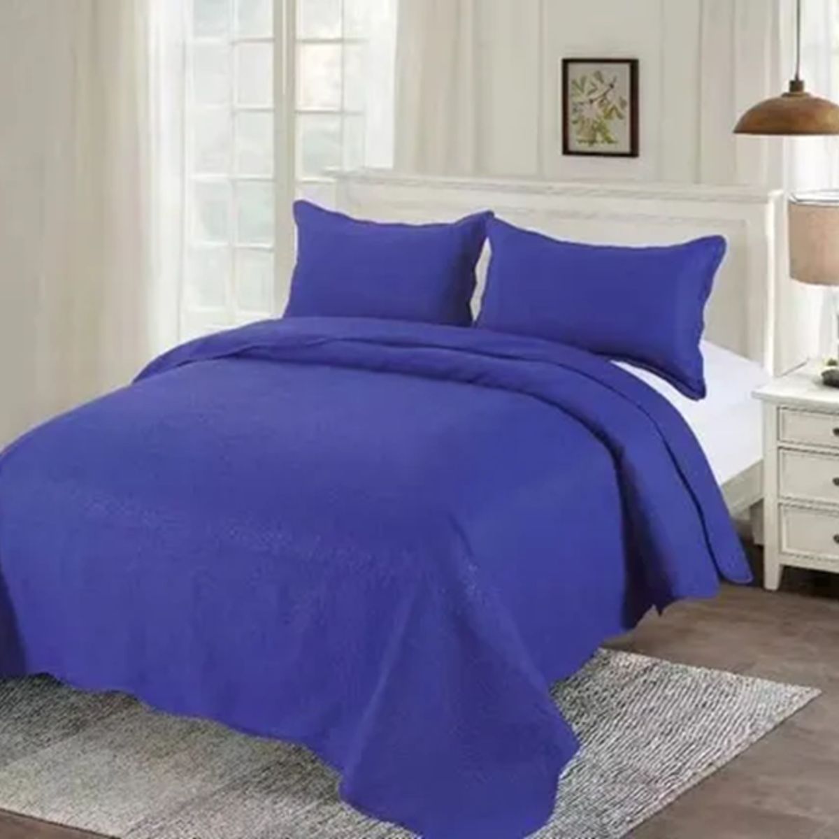 GENERICO - Cubrecama cobertor verano quilt king + 2 fundas lisos