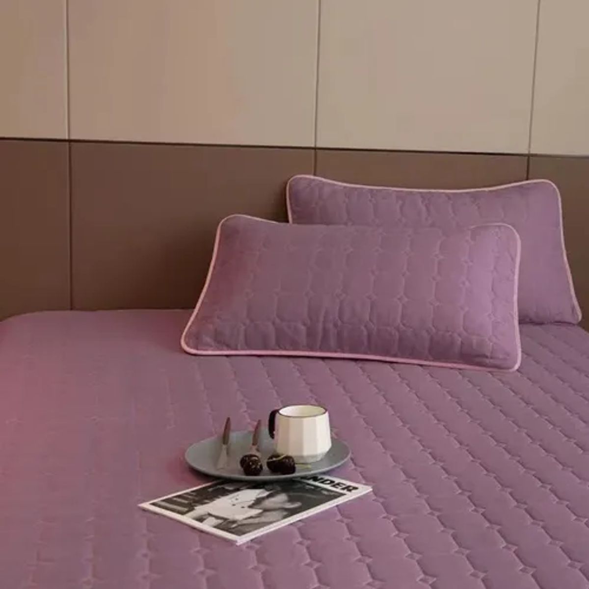 GENERICO - Cubrecama quilt 2 plazas bicolor lila rosa