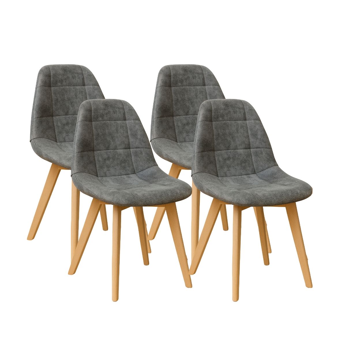 HABITA2 CHILE - Pack 4 silla de comedor capitone gamuza