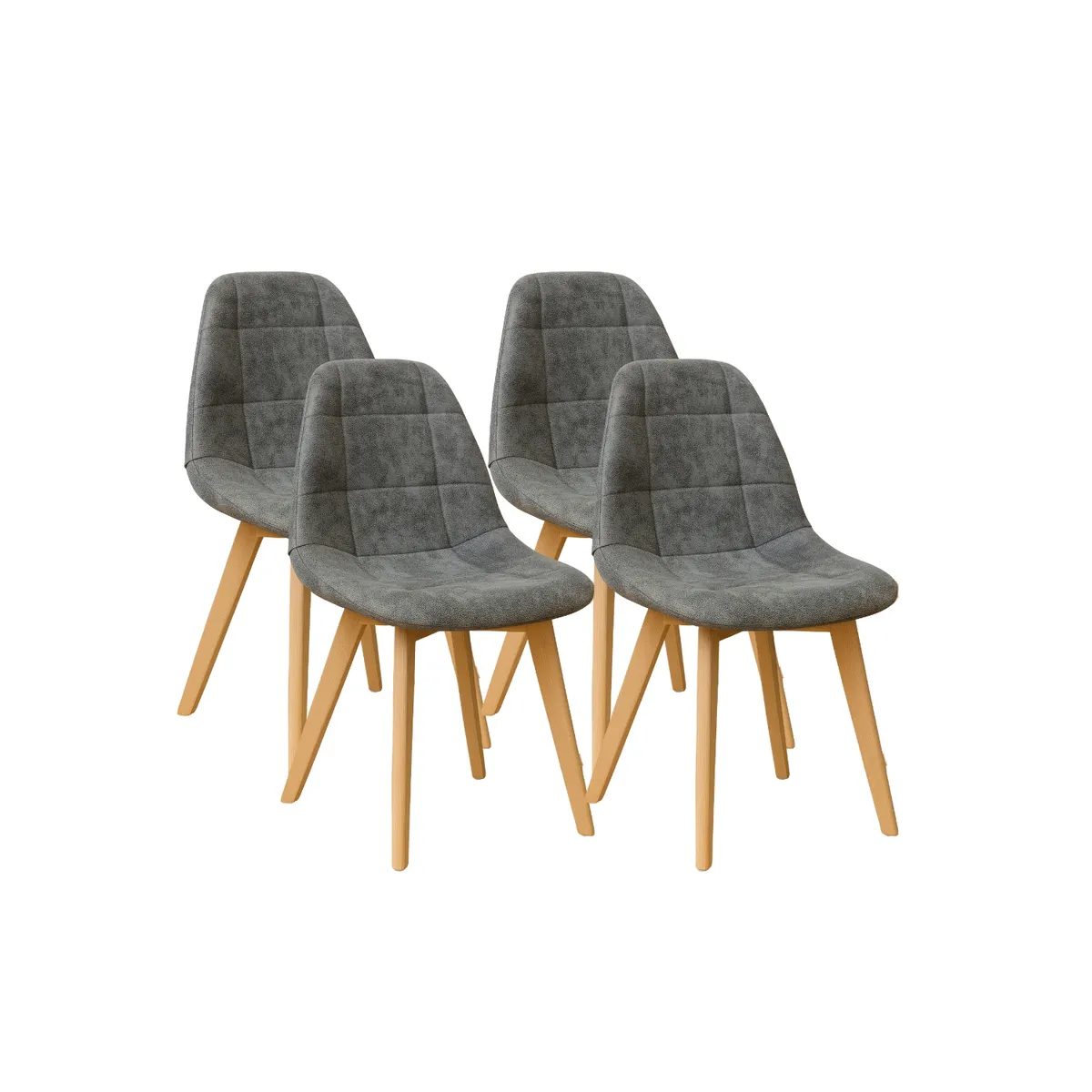 HABITA2 CHILE - Pack 4 silla de comedor capitone gamuza