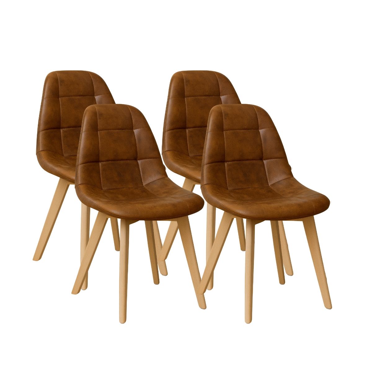 HABITA2 CHILE - Pack 4 silla de comedor capitone gamuza