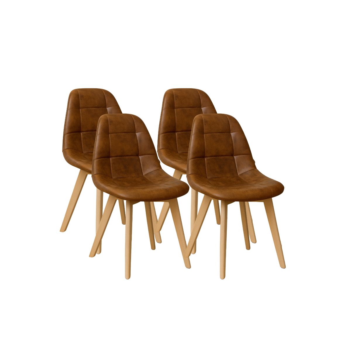 HABITA2 CHILE - Pack 4 silla de comedor capitone gamuza