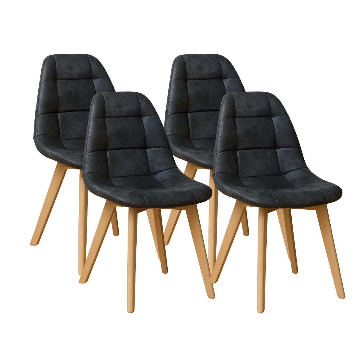 HABITA2 CHILE - Pack 4 silla de comedor capitone gamuza
