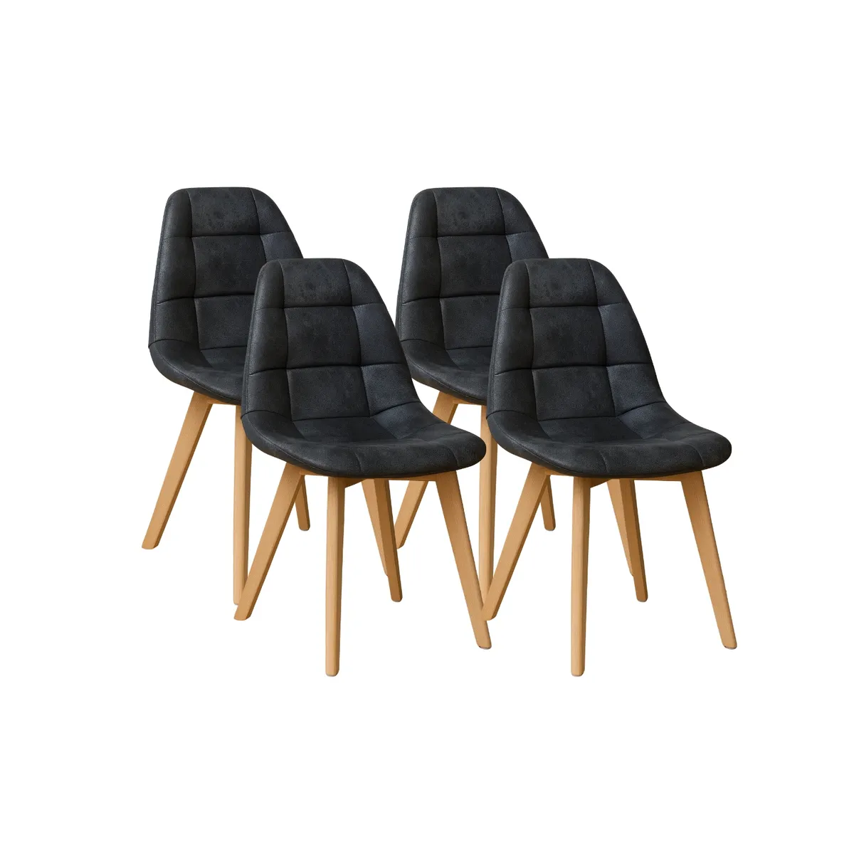 HABITA2 CHILE - Pack 4 silla de comedor capitone gamuza