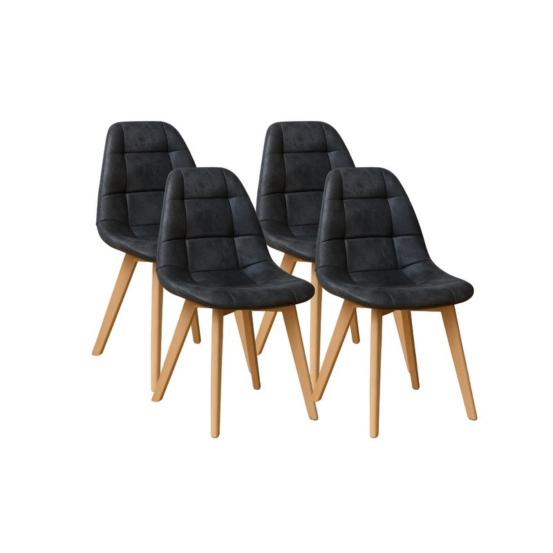 HABITA2 CHILE - Pack 4 silla de comedor capitone gamuza