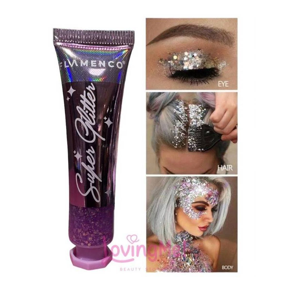 FLAMENCO - Glitter En Gel Para Cuerpo Cabello Y Rostro