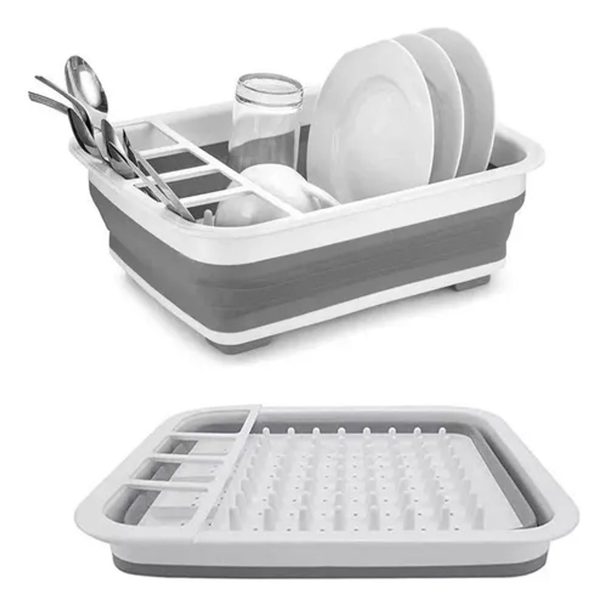 GENERICO - Secador platos silicona plegable color blanco
