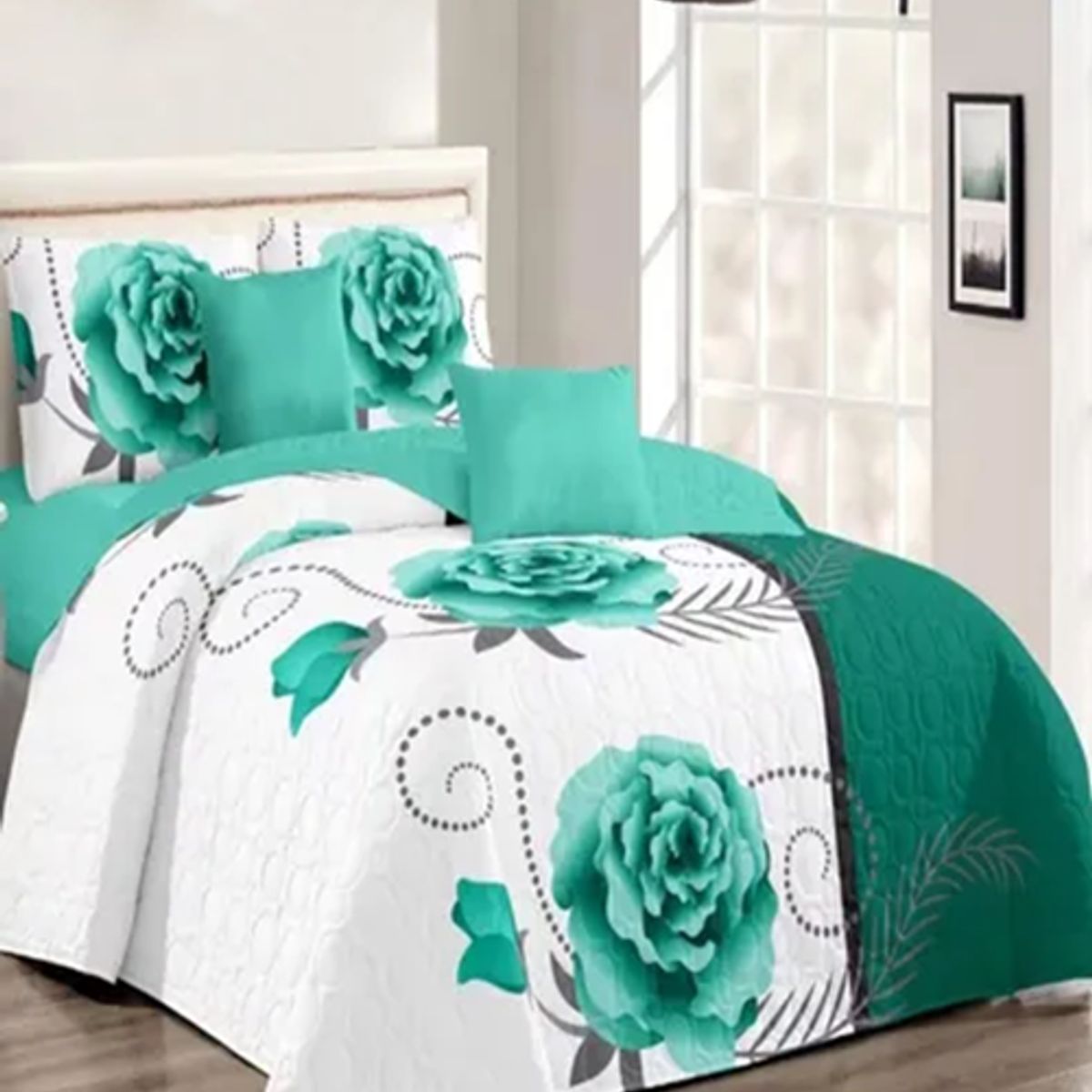 GENERICO - Cubrecama quilt 2 plazas primavera verano diseño a