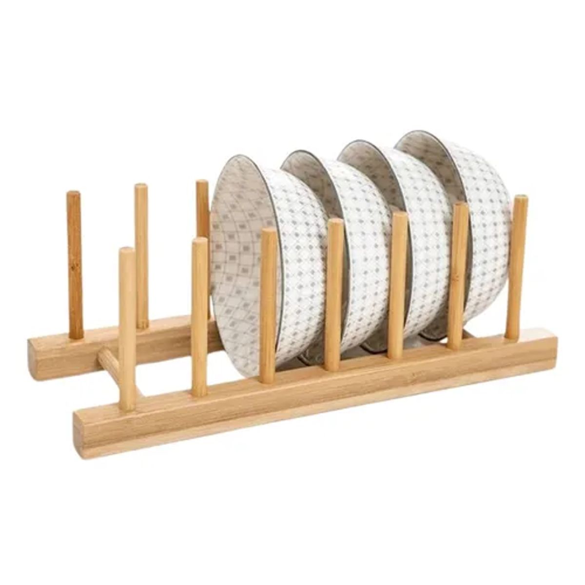 Organizador escurridor platos bambú color madera, marca GENERICO - Foto Principal