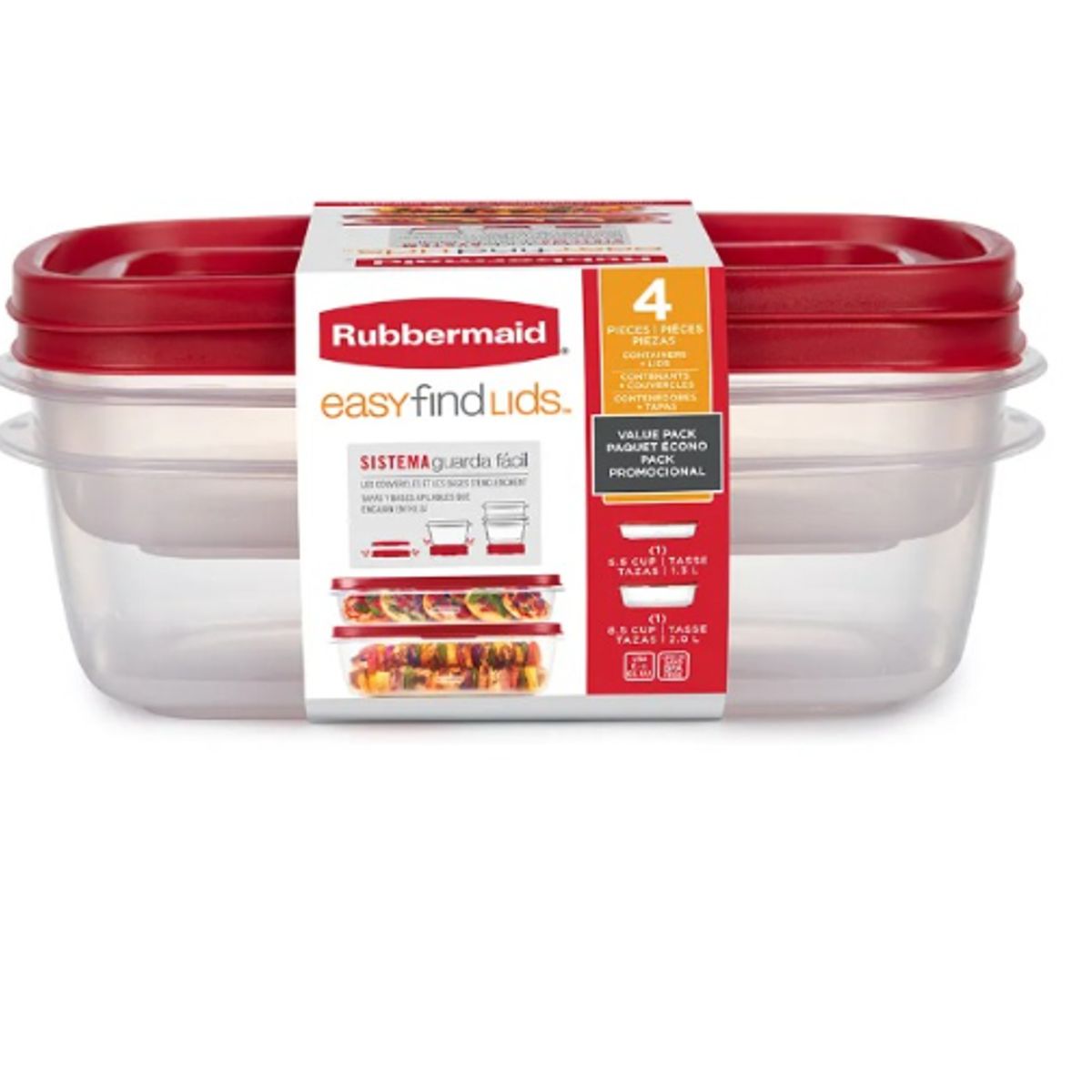 GENERICO - Pack 2 Herméticos Rubbermaid Easy Find Lids 1,3lts + 2lts