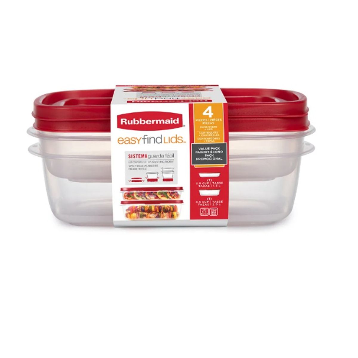 GENERICO - Pack 2 Herméticos Rubbermaid Easy Find Lids 1,3lts + 2lts