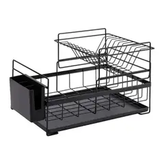 GENERICO - Escurridor loza 2 niveles metal color negro