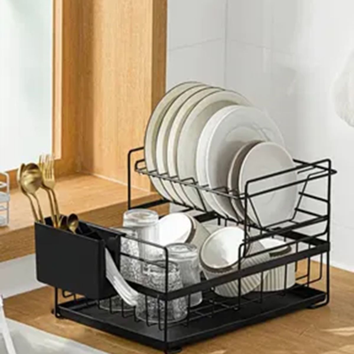 GENERICO - Escurridor loza 2 niveles metal color negro