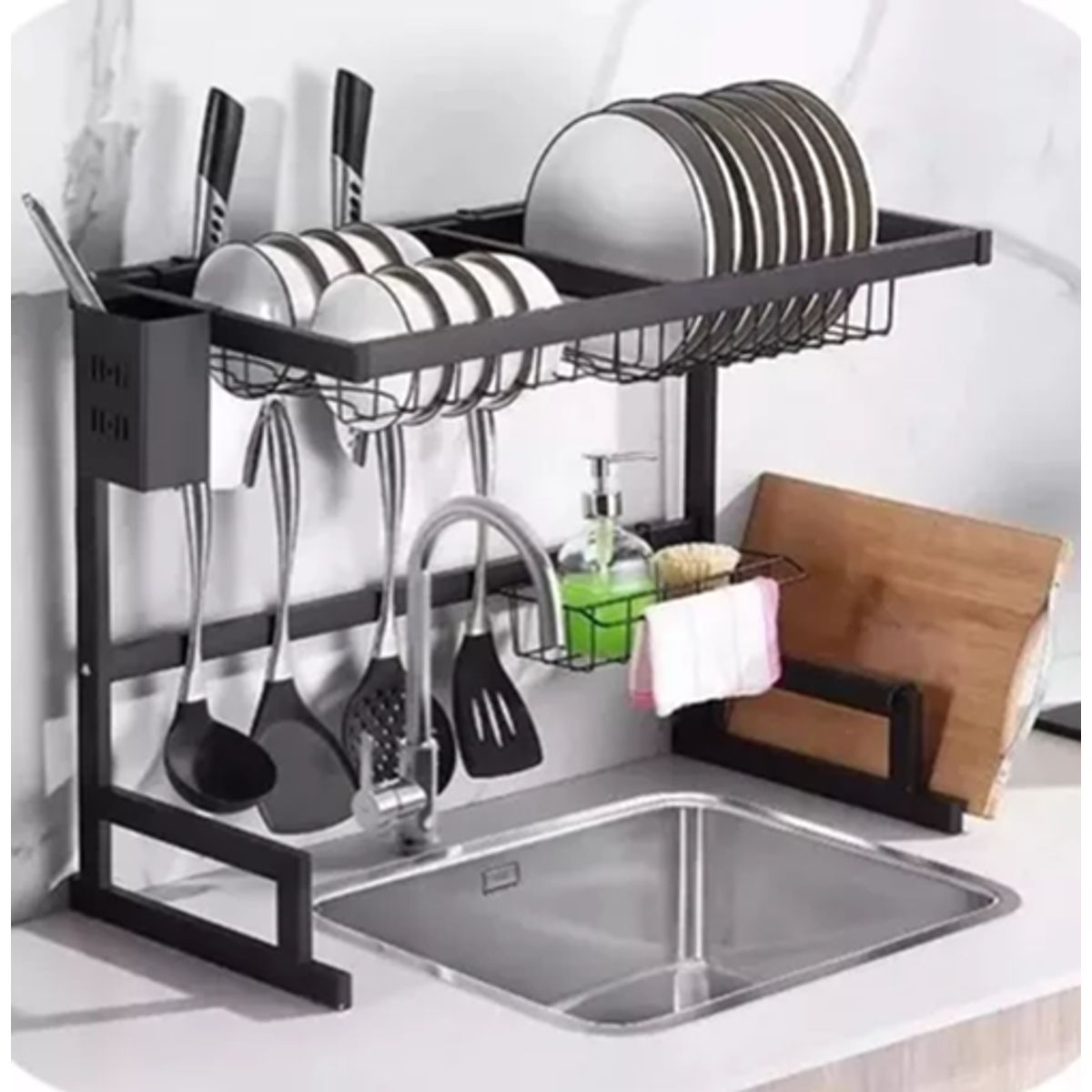 GENERICO - Secaplato acero inoxidable 66cm 2 pisos color negro