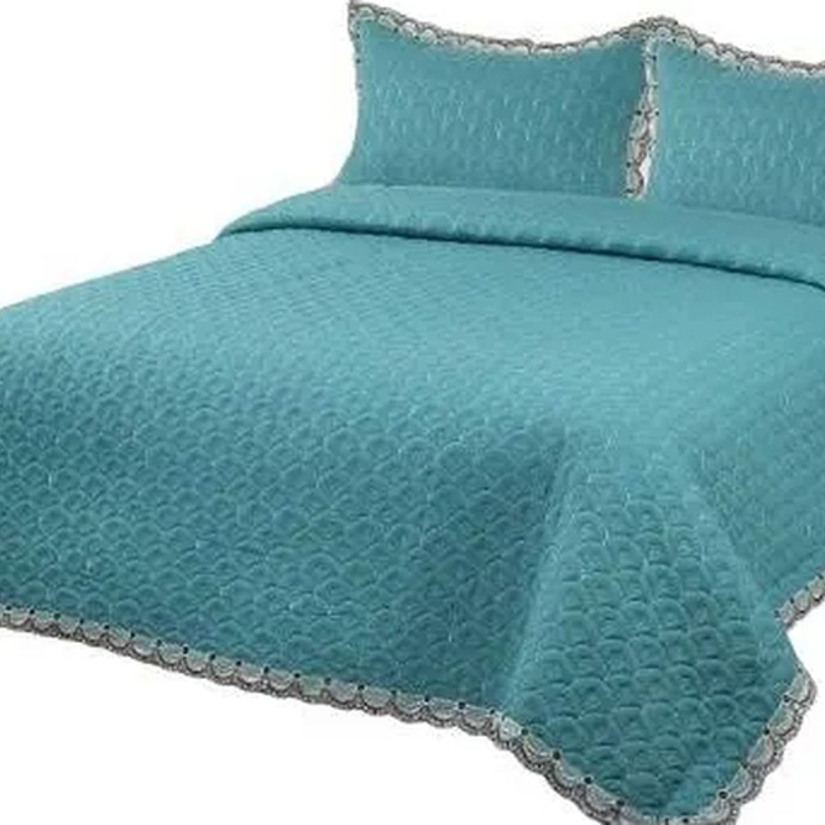 GENERICO - Cubrecama verano 2 plazas quilt algodón bordado