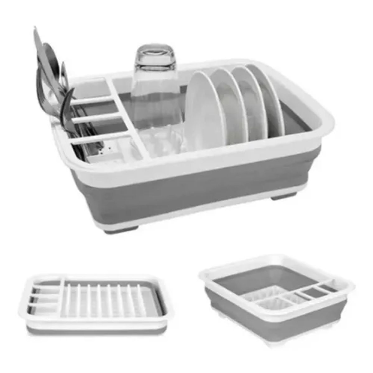 GENERICO - Secador platos multiuso plegable color blancogris