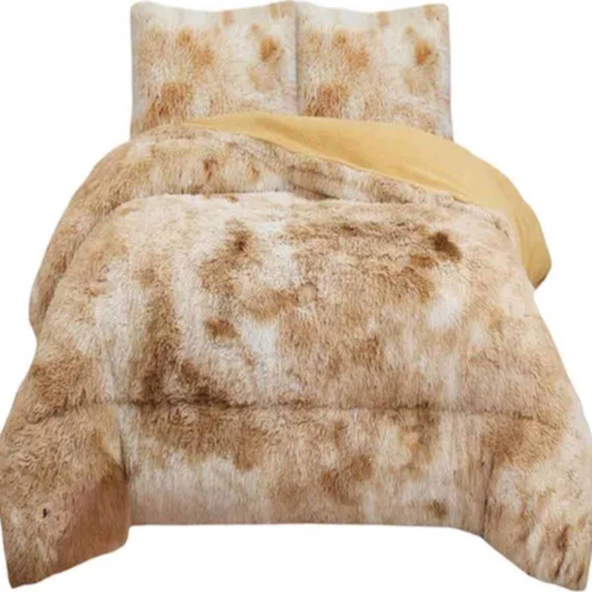 GENERICO - Cobertor peludo invierno king super king beige jaspeado