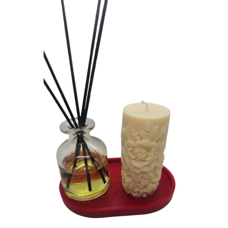 SCENTS CHILE - Set Mikado 120 ml aceite aromático Frutos Rojos y Vela Rosas