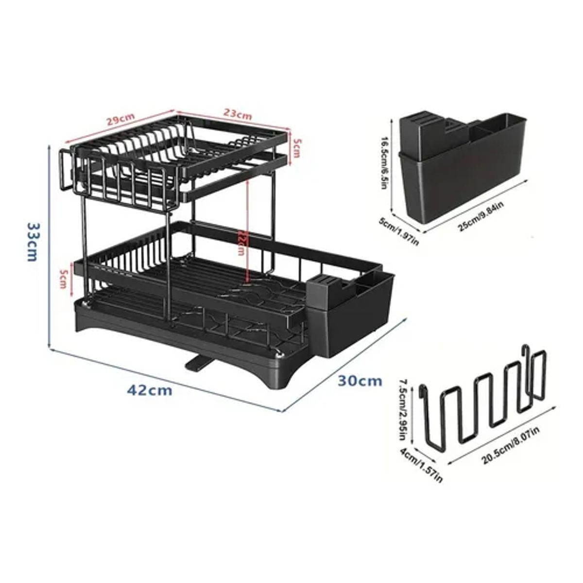 GENERICO - Escurridor platos 2 niveles desmontable inoxidable