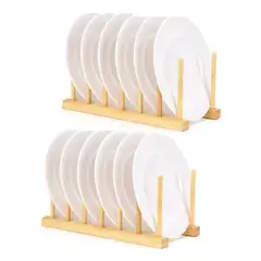 GENERICO - Rack organizador platos tazas bambú pack 2
