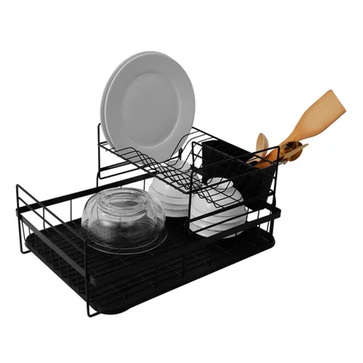 GENERICO - Escurridor loza platos 2 niveles color negro