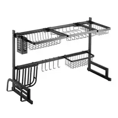 GENERICO - Escurridor bacha doble acero inoxidable color negro