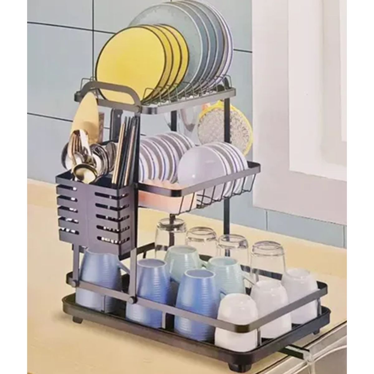 GENERICO - Organizador vajilla porta vaso color negro