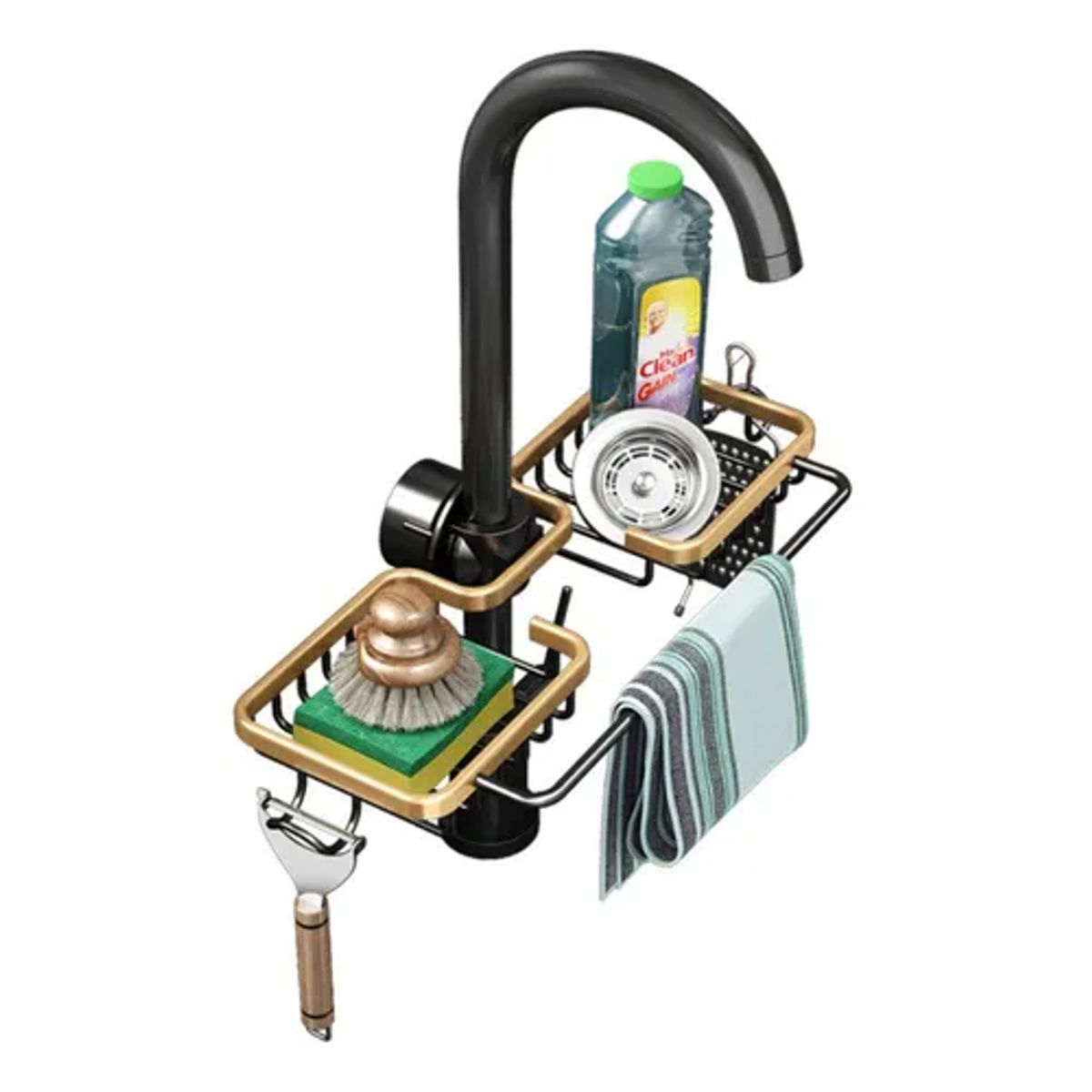 GENERICO - Rejilla aluminio fregadero cocina color dorado