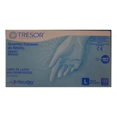 REUTTER - Guante Tresor Examen Nitrilo Azul Talla L 100 Unidades