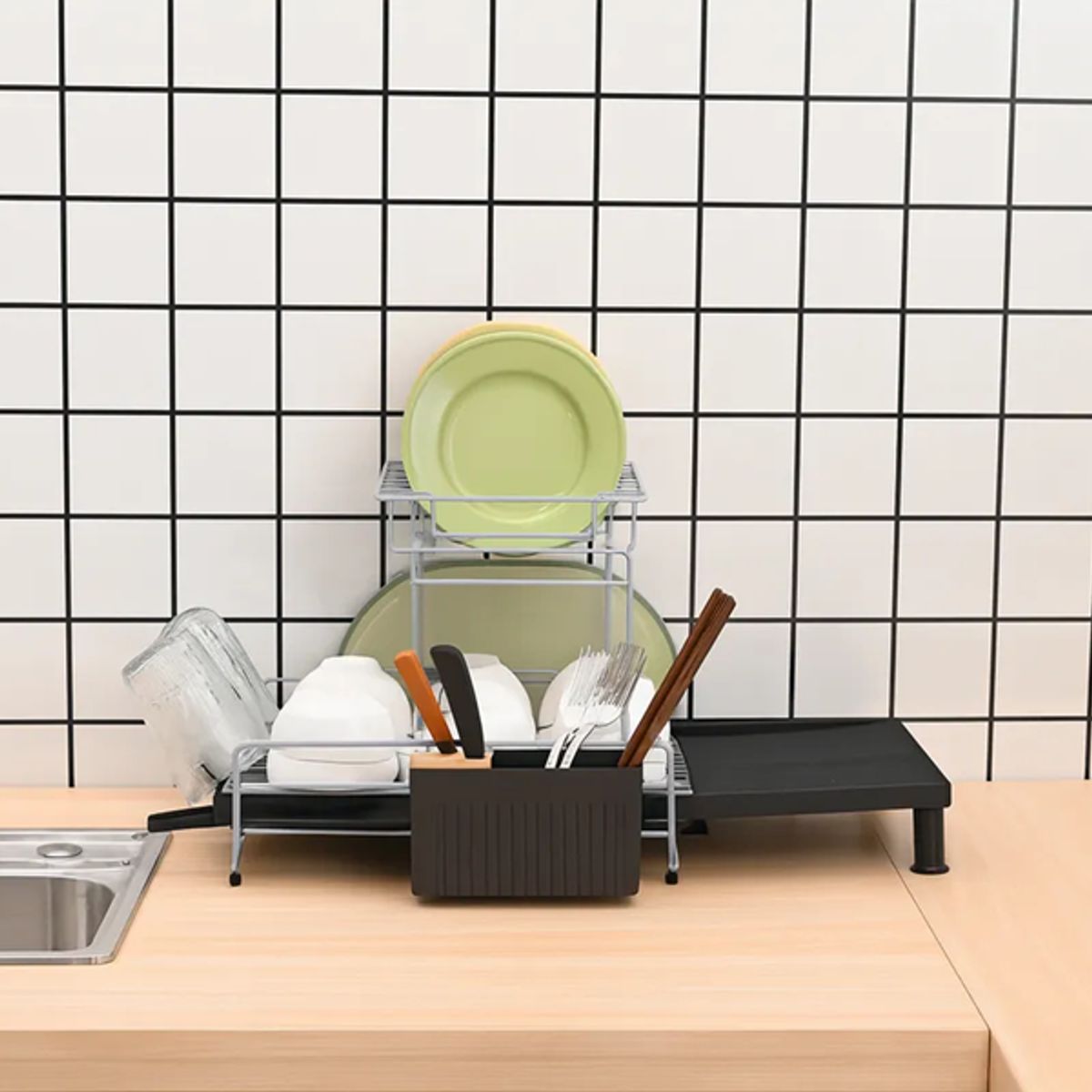 GENERICO - Escurridor 2 niveles con bandeja extensible