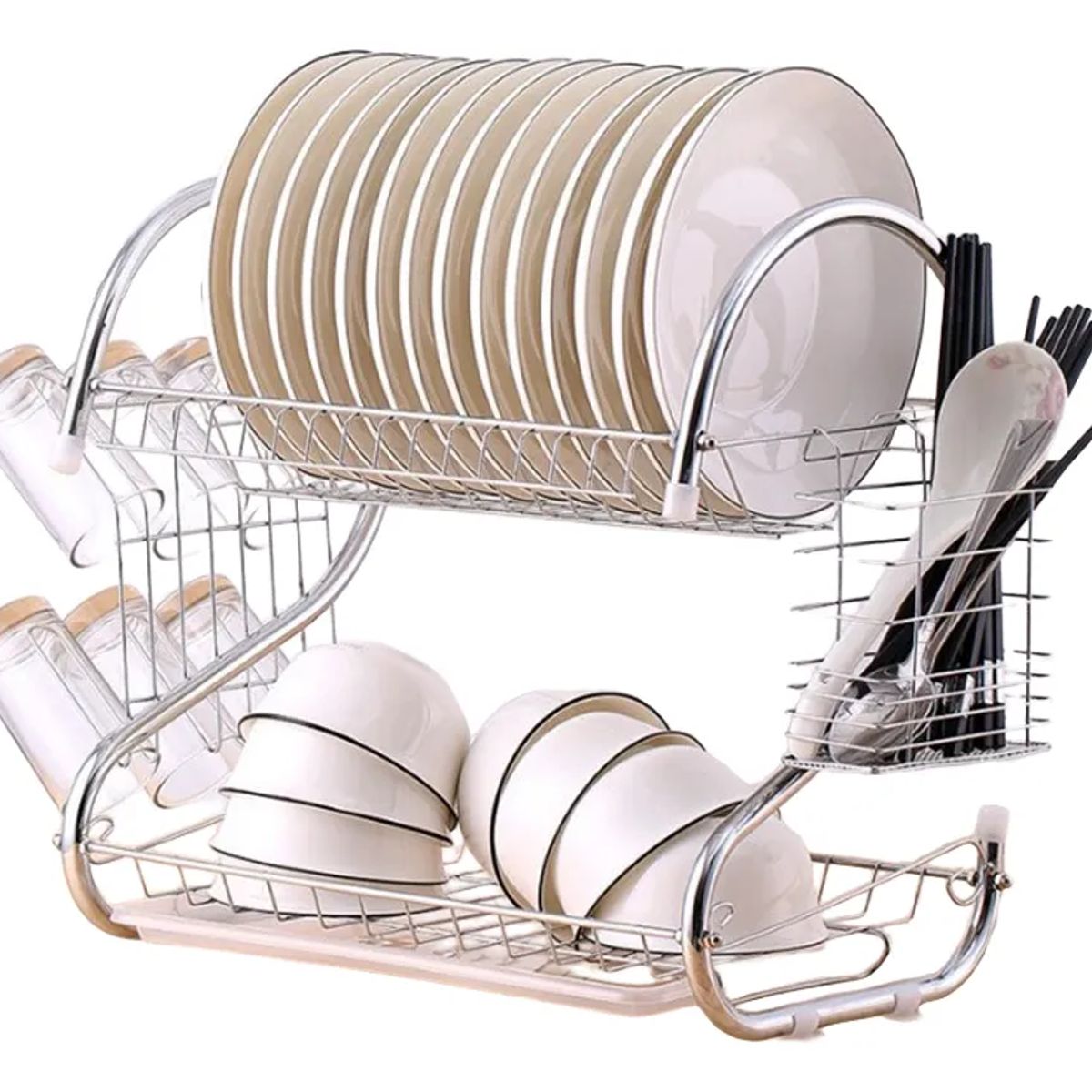 GENERICO - Escurridor loza platos acero inoxidable 2 niveles