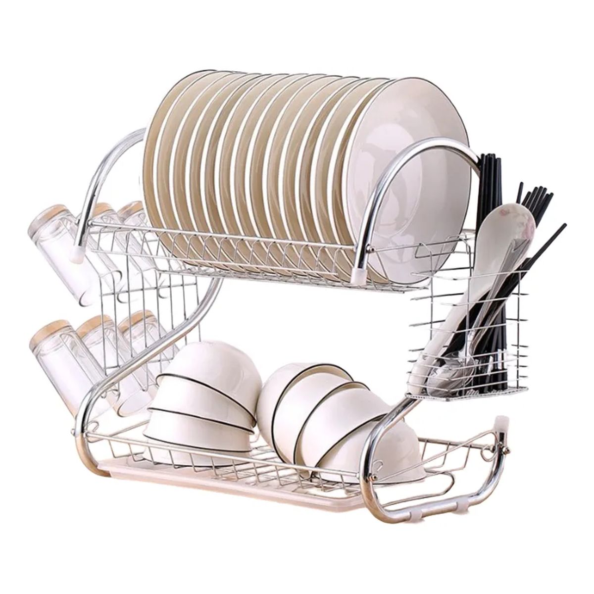 GENERICO - Escurridor loza platos acero inoxidable 2 niveles