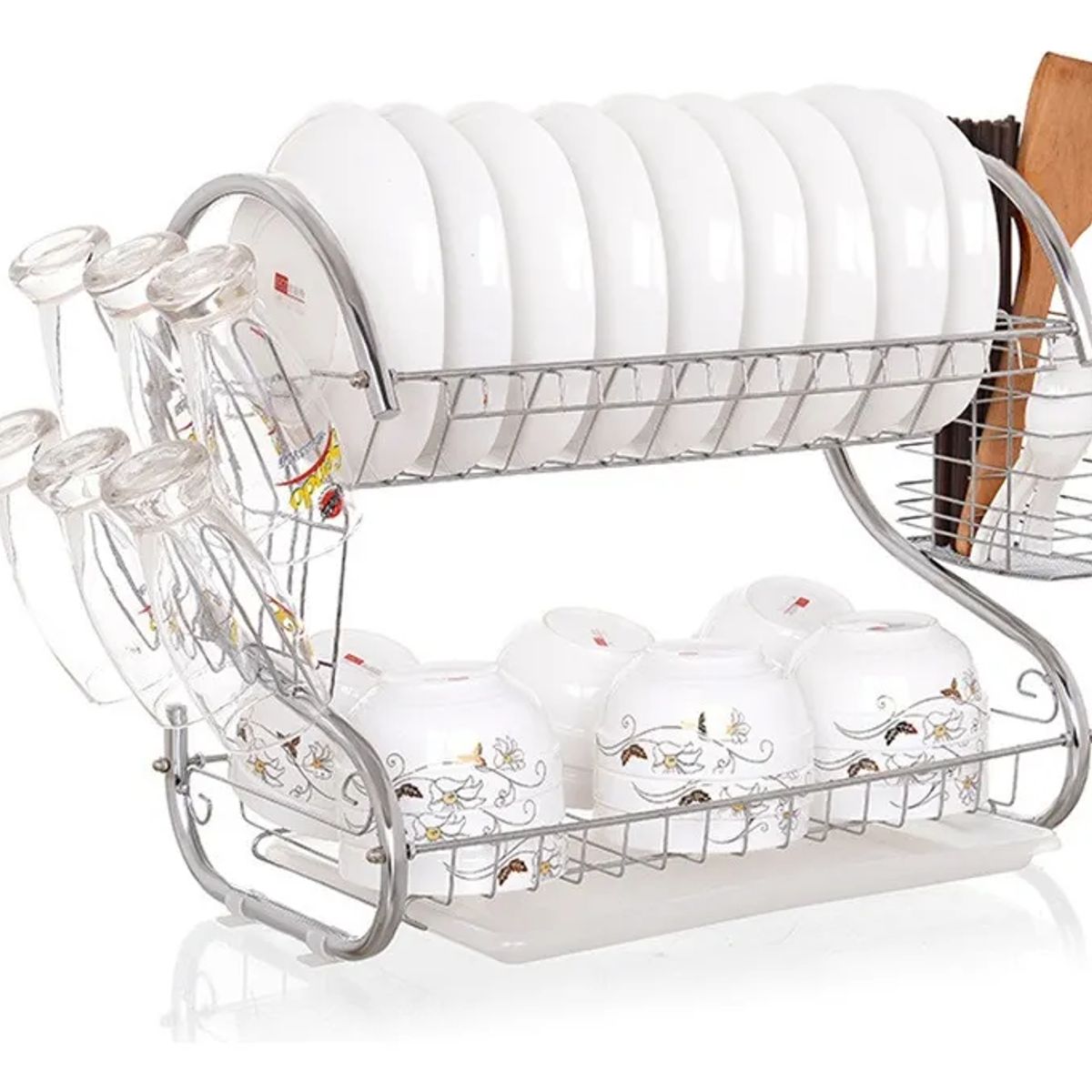 GENERICO - Escurridor loza platos acero inoxidable 2 niveles