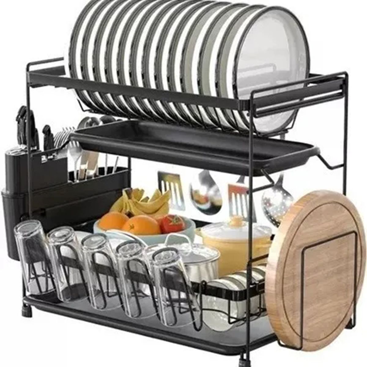 GENERICO - Escurridor loza platos y vasos 2 niveles metal