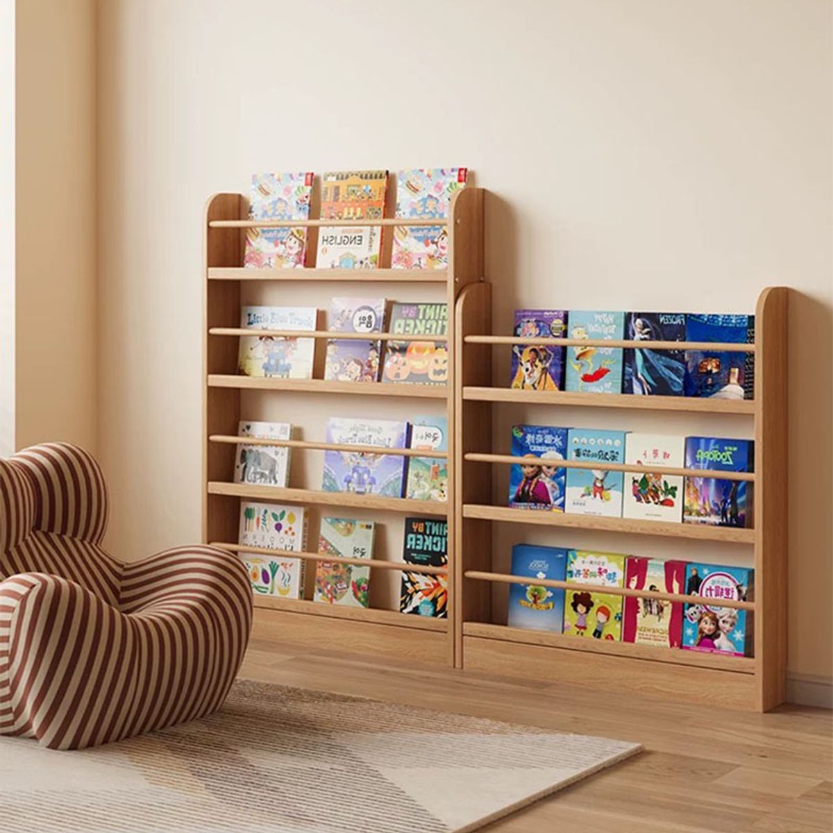 GENERICO - Librero Organizador Infantil De Madera 4 Niveles 120x80x10cm