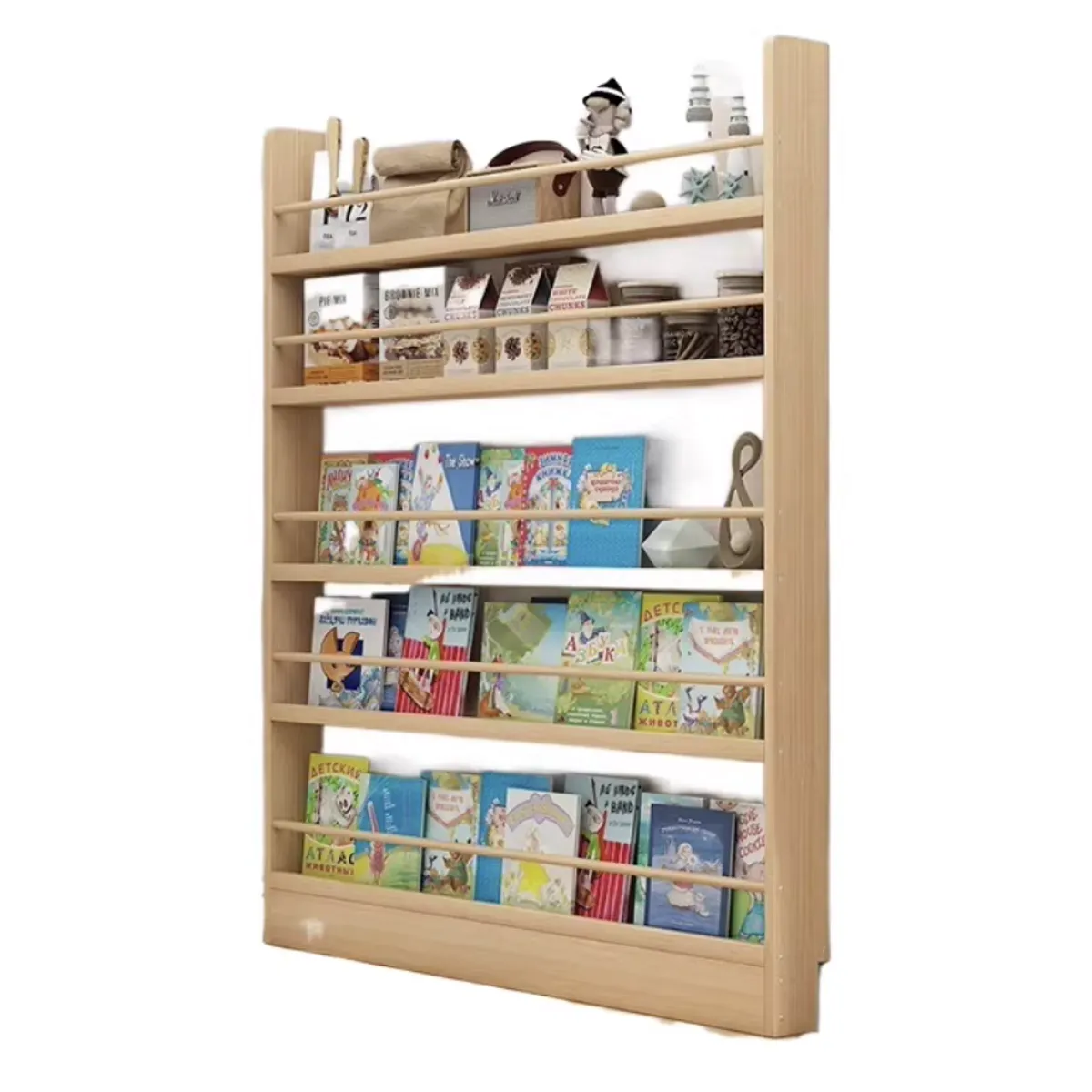 GENERICO - Librero Organizador Infantil De Madera 4 Niveles 120x80x10cm