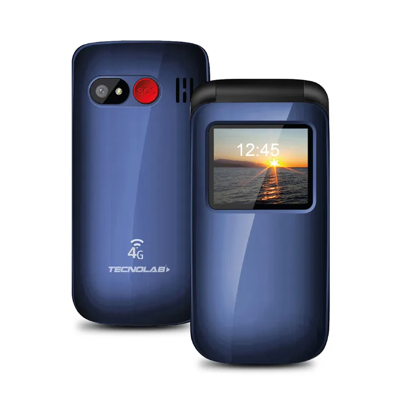 TECNOLAB - Telefono Celular Adulto Mayor 4G Tipo Almeja Tecnolab Azul