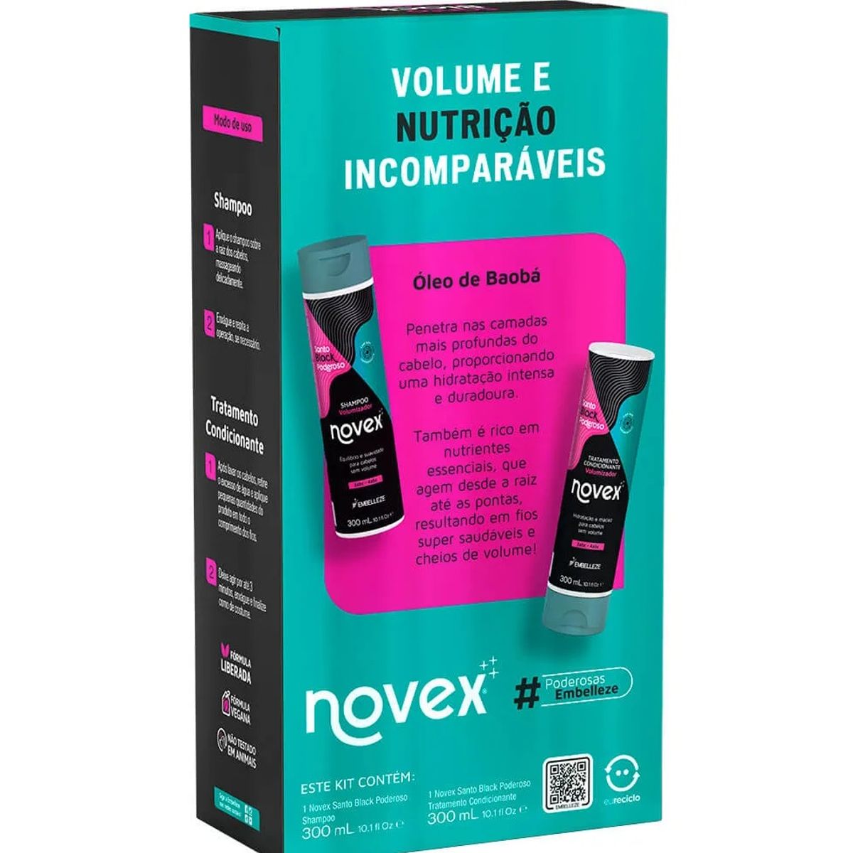 NOVEX - Kit Shampoo y Acondicionador Santo Black 2x300ml