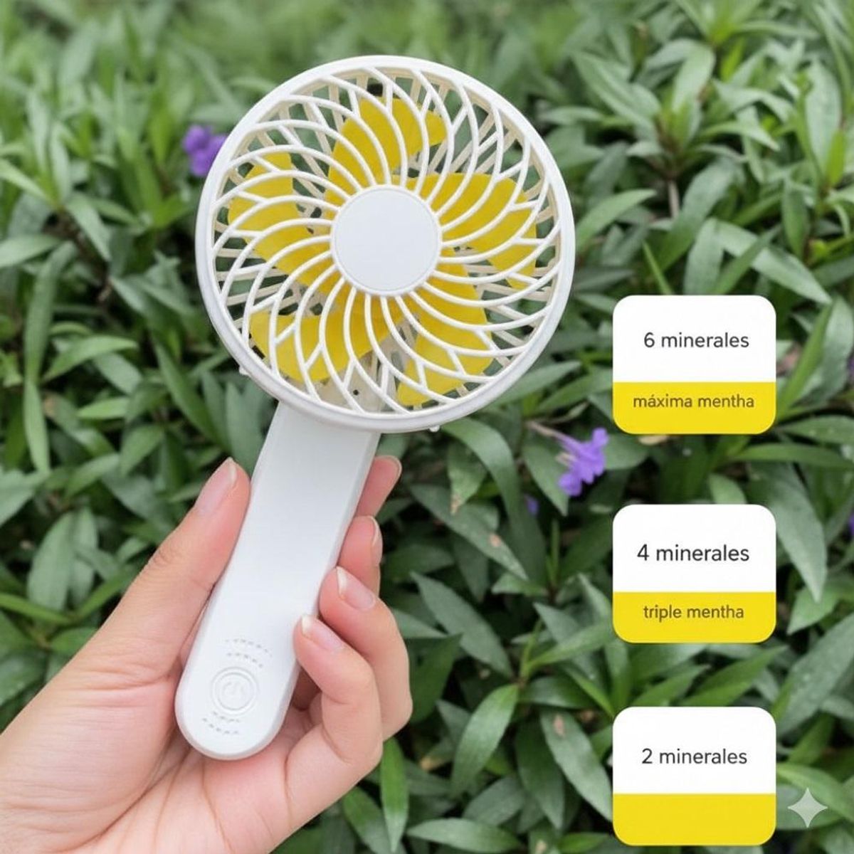GENERICO - Mini Ventilador Portátil de Mano 3 Velocidades Recargable - Blanco