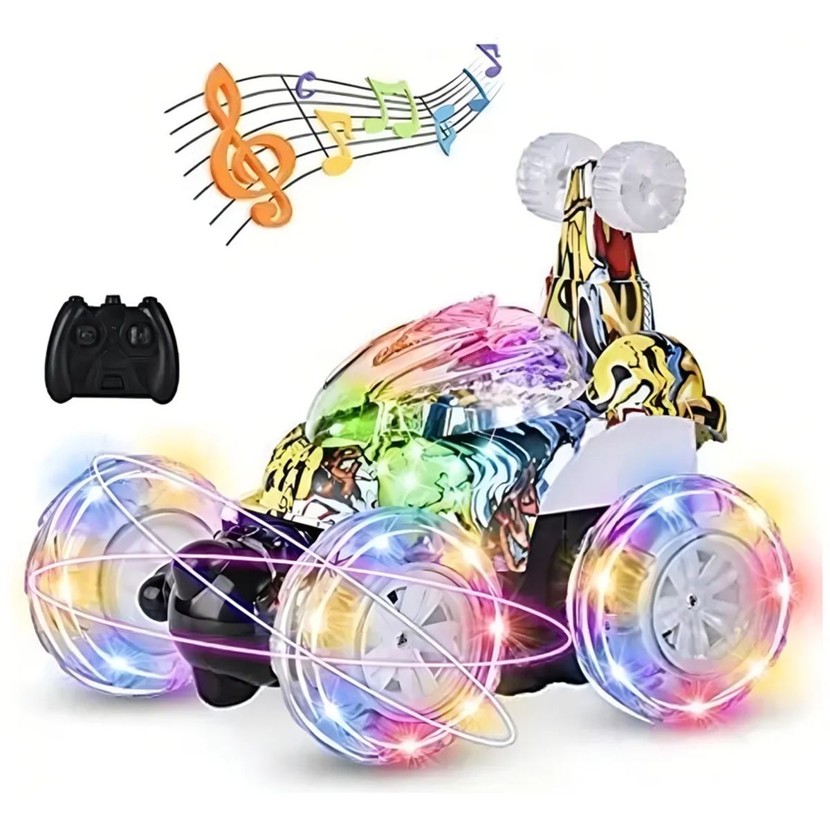 GENERICO - Auto rc crazy car luces sonido rgb yt-365 verde lima