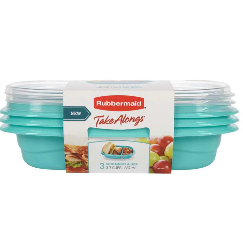 GENERICO - Pack 3 Herméticos Rubbermaid Take Alongs Snack To Go Rectangular 887ml