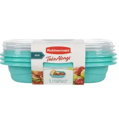 GENERICO - Pack 3 Herméticos Rubbermaid Take Alongs Snack To Go Rectangular 887ml Verde o Azul