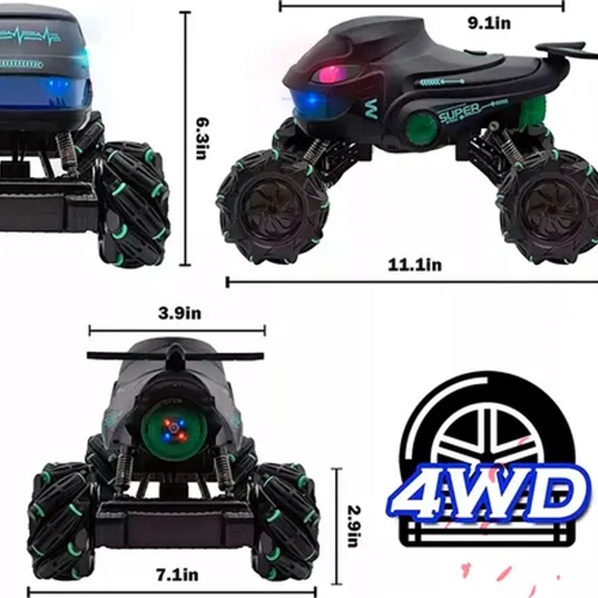 GENERICO - Monster truck rc lanza agua luces