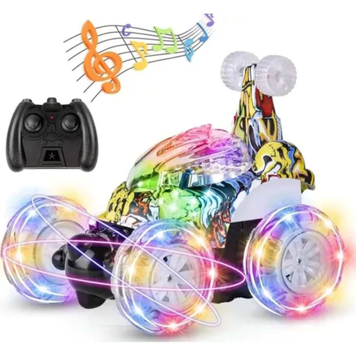 GENERICO - Auto loco rc 360° luces sonido usb