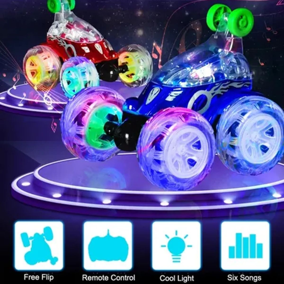 GENERICO - Auto loco rc 360° luces sonido usb