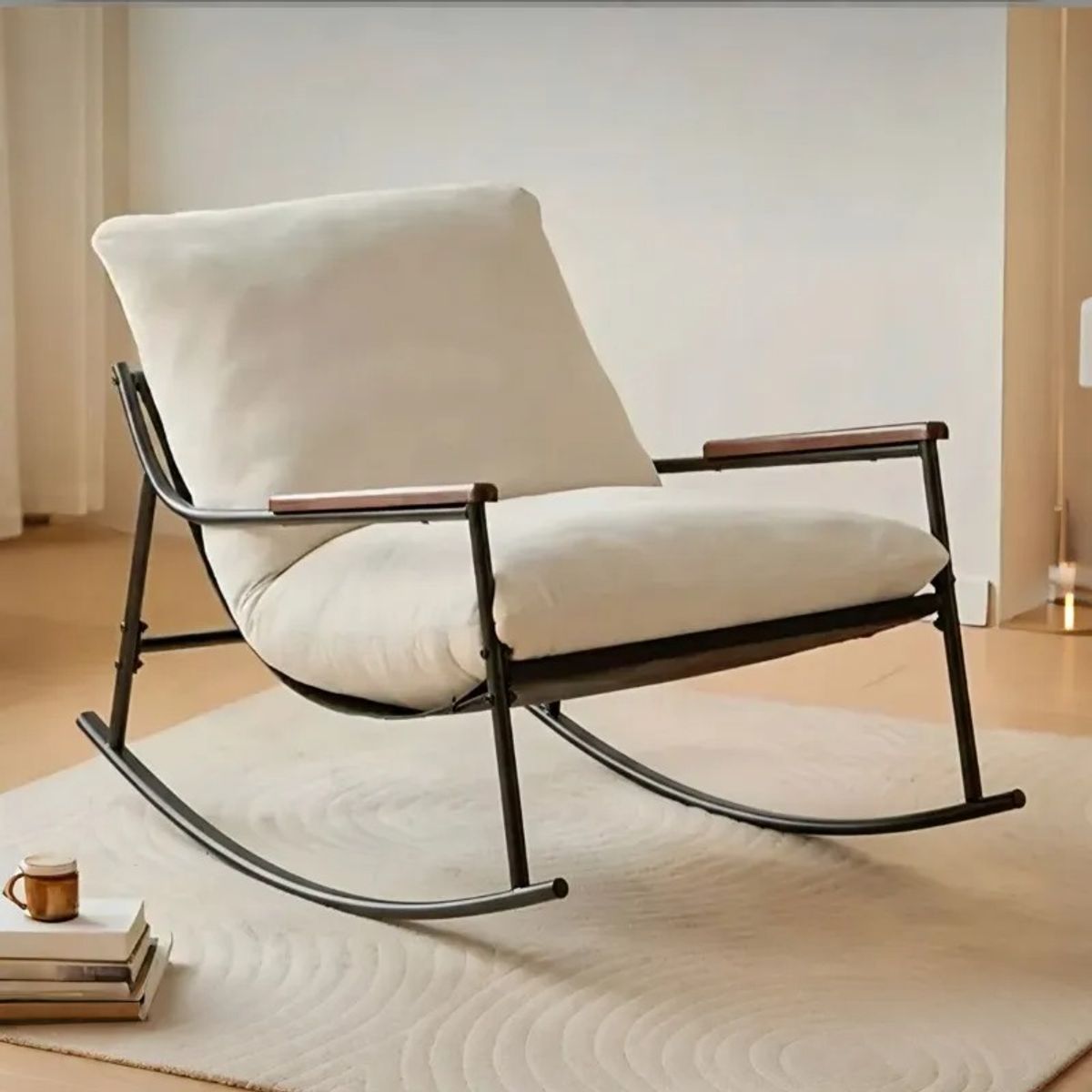 GENERICO - Sillon Sofa Mecedor Madera Y Metal Resistente Grande Comodo